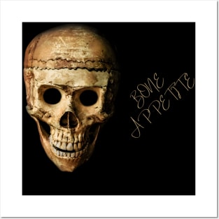 Skull Bone Appetite Halloween Themed T-Shirt/Cool Halloween Skeleton Apparel/Designer Festive Halloween Season Merch Posters and Art